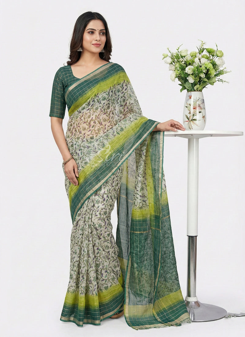 Beautiful Printed Pure Cotton Kota Saree