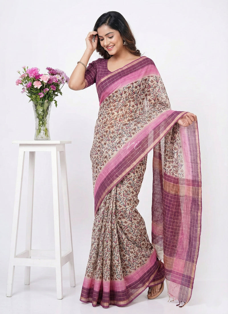 Beautiful Printed Pure Cotton Kota Saree