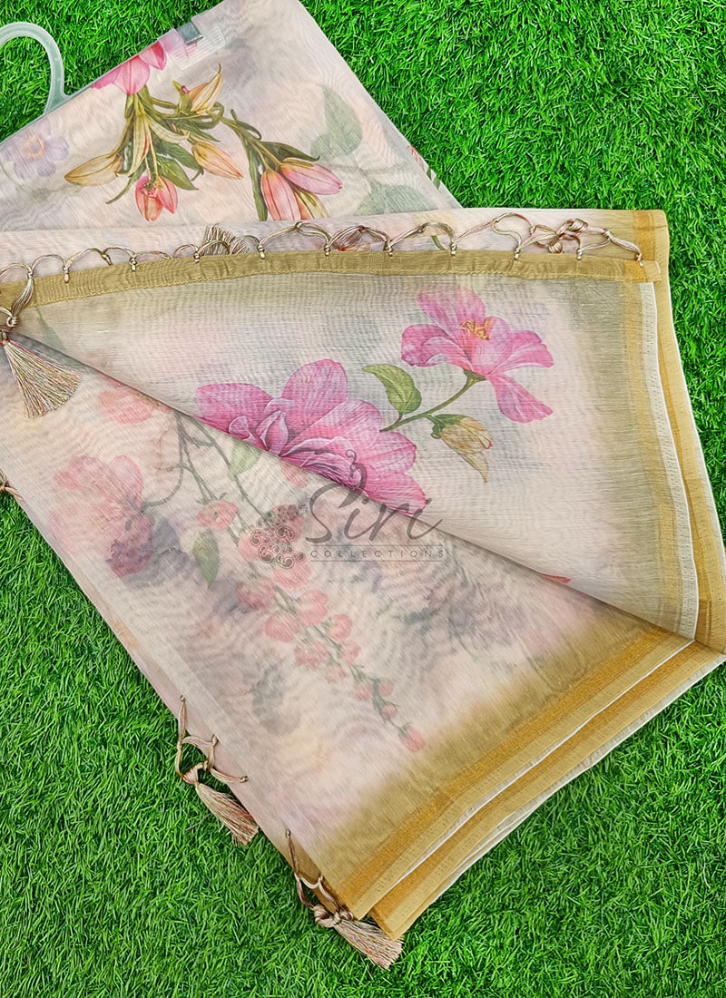 Beautiful Digital Print Chanderi Saree