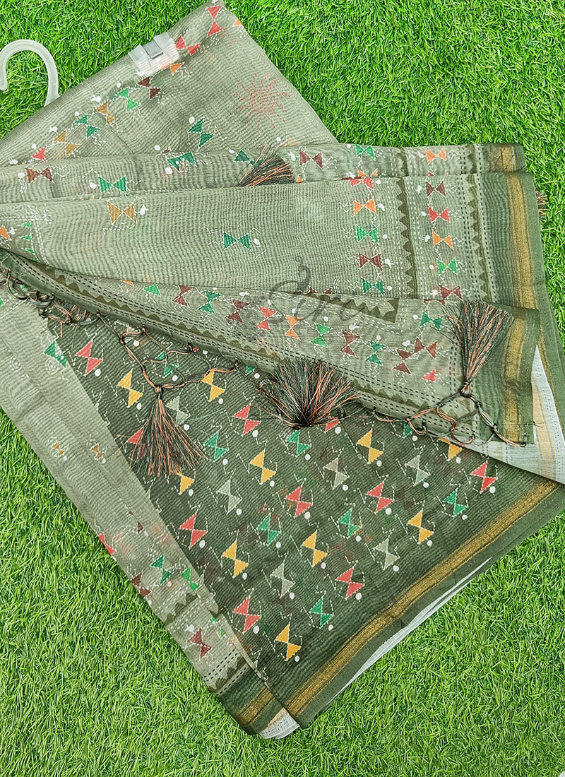 Beautiful Digital Print Chanderi Saree