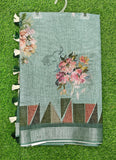 Beautiful Digital Print Linen Saree