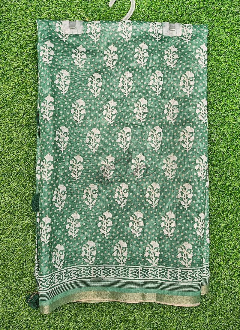 Beautiful Digital Print Chanderi Saree