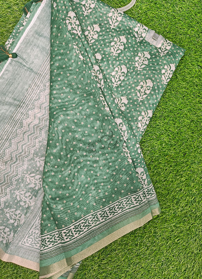 Beautiful Digital Print Chanderi Saree