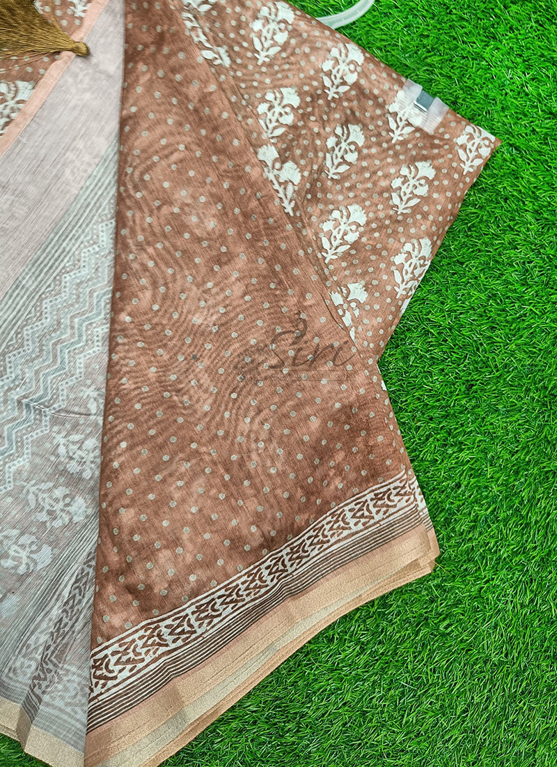 Beautiful Digital Print Chanderi Saree