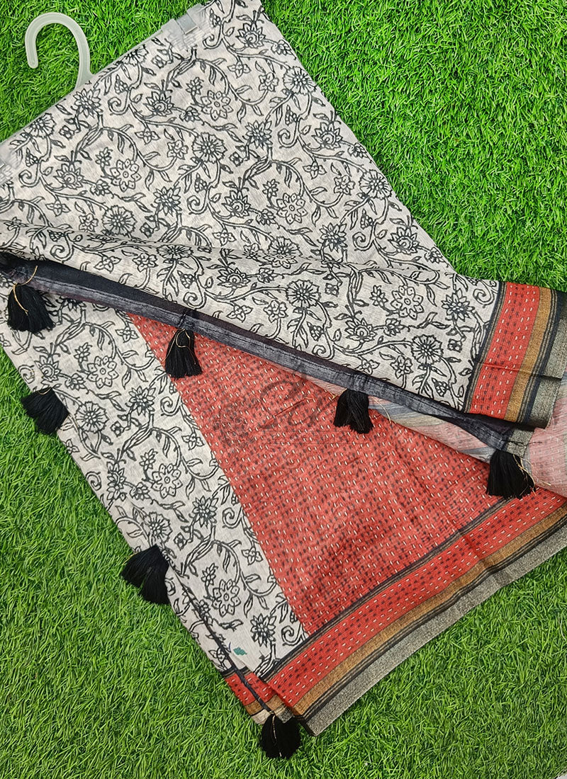 Beautiful Digital Print Chanderi Saree