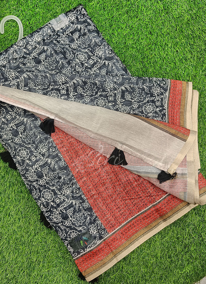 Beautiful Digital Print Chanderi Saree