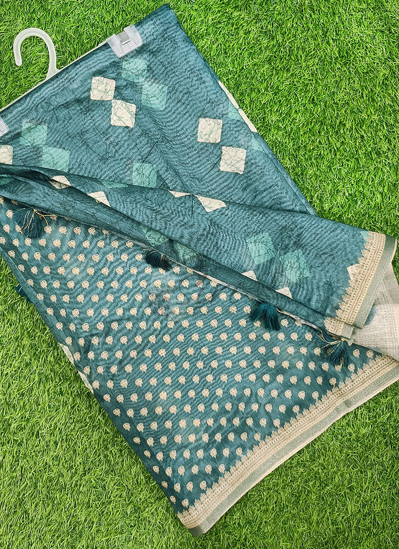 Beautiful Digital Print Chanderi Saree