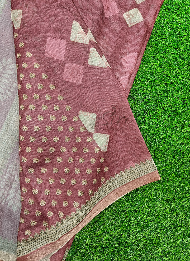 Beautiful Digital Print Chanderi Saree