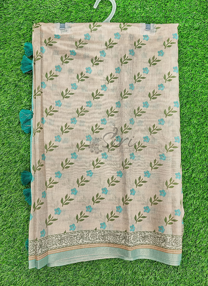 Beautiful Digital Print Chanderi Saree