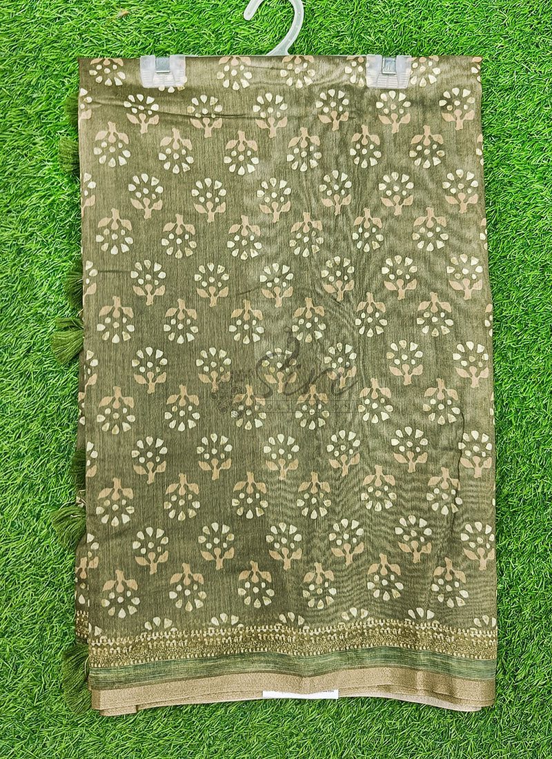 Beautiful Digital Print Chanderi Saree