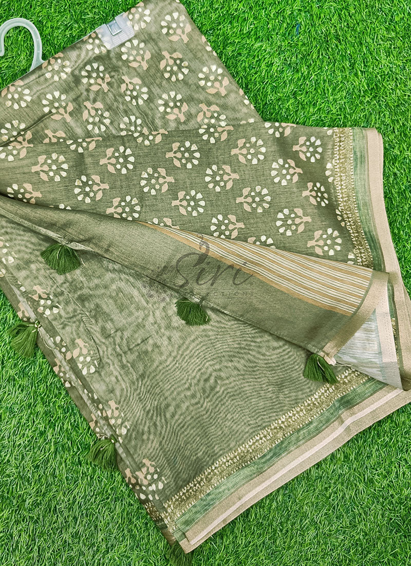 Beautiful Digital Print Chanderi Saree