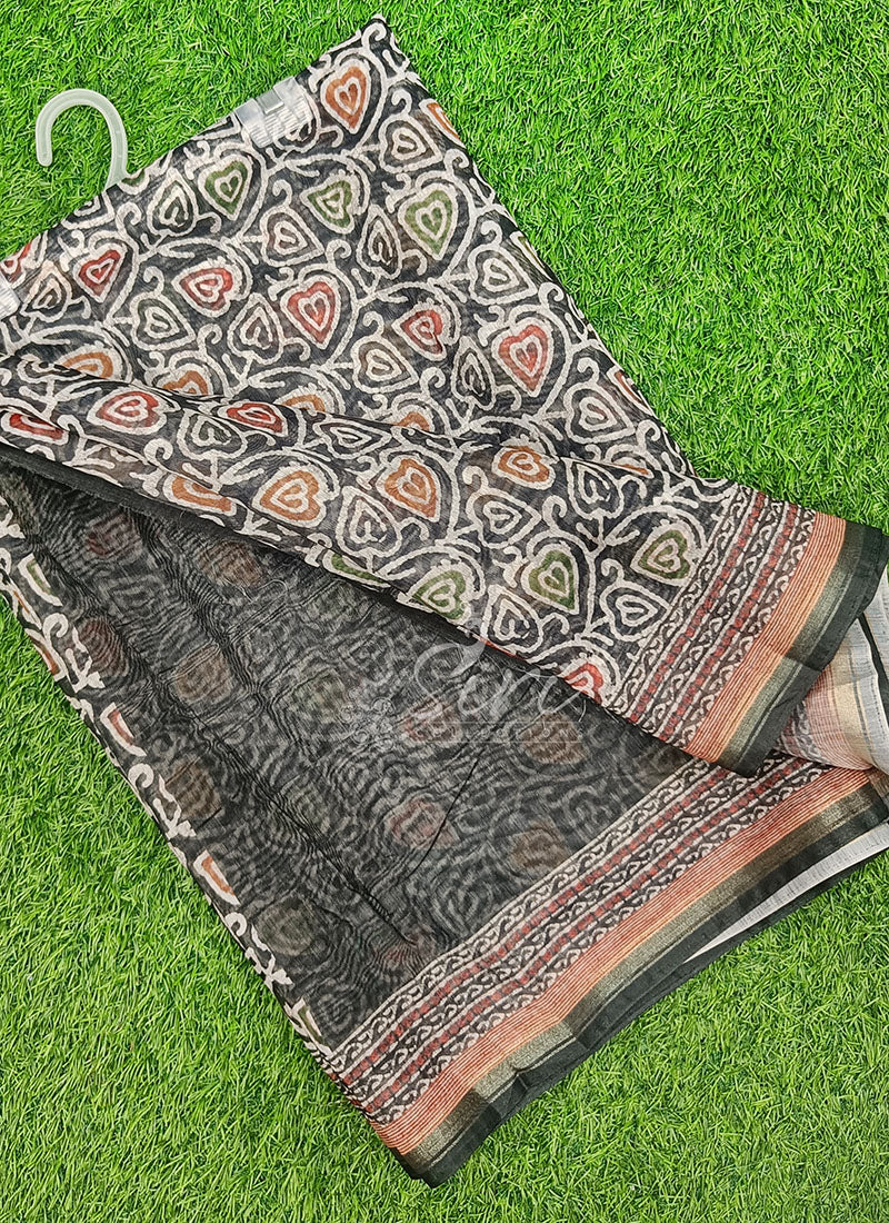 Beautiful Digital Print Chanderi Saree