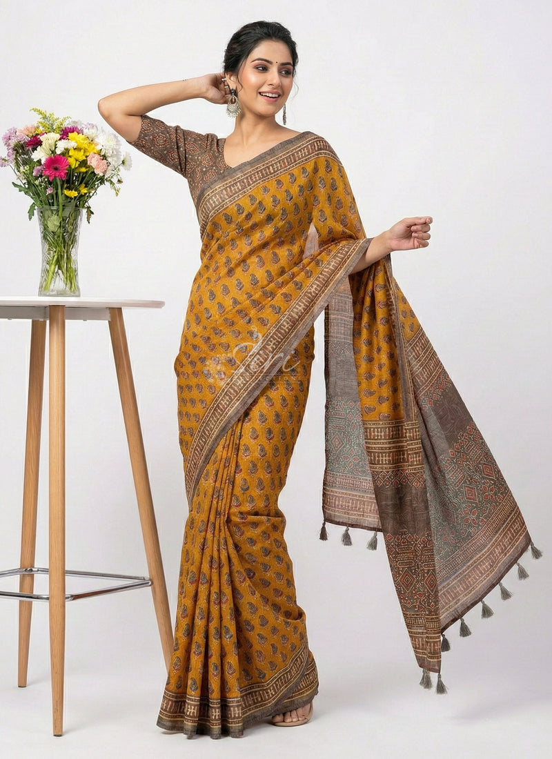 Beautiful Digital Print Tussar Saree
