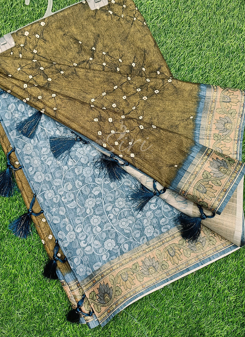 Beautiful Digital Print Tussar Saree