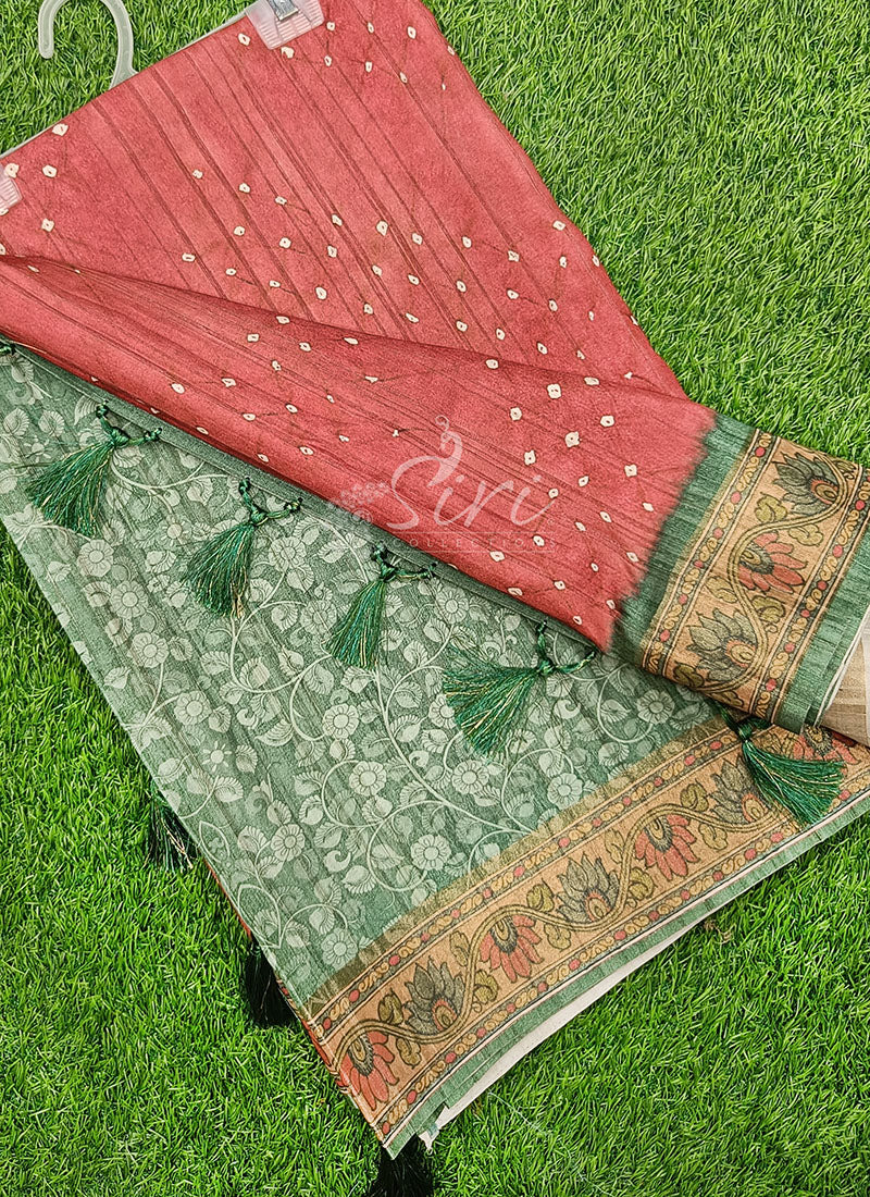 Beautiful Digital Print Tussar Saree