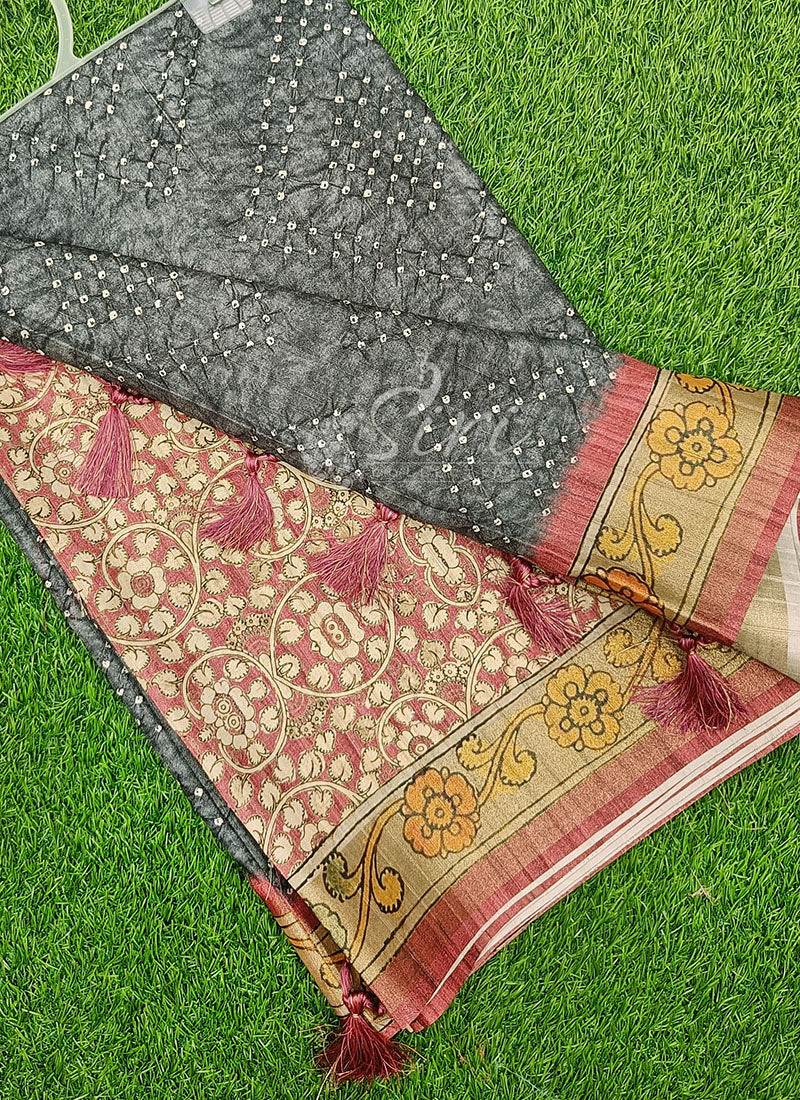 Beautiful Digital Print Tussar Saree