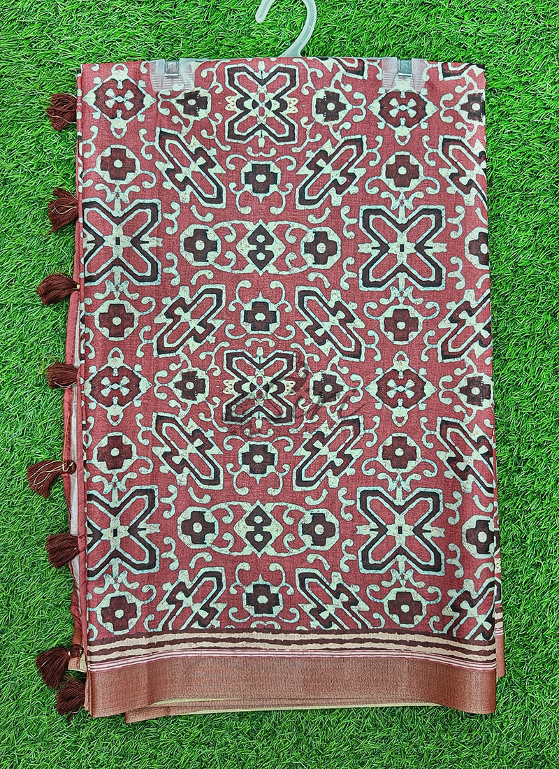 Beautiful Digital Print Tussar Saree