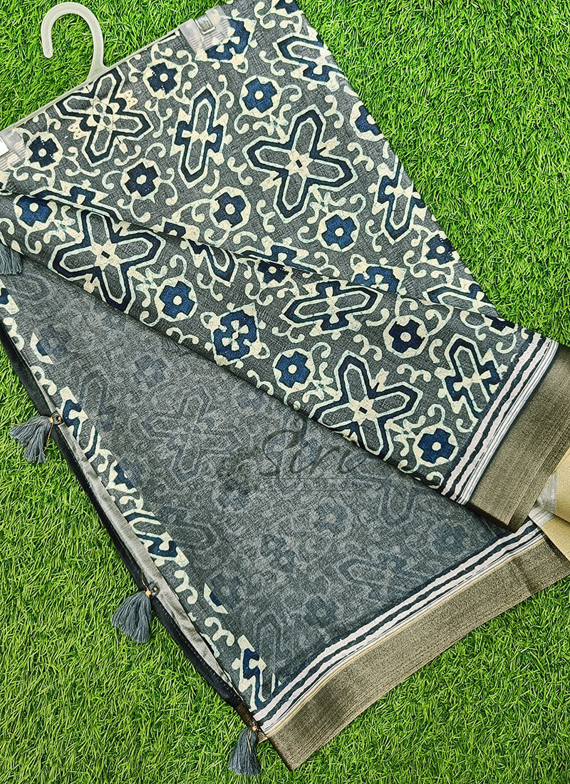 Beautiful Digital Print Tussar Saree