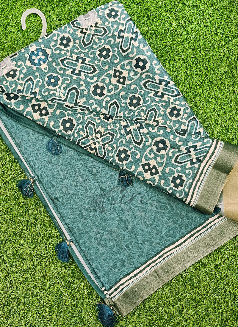 Beautiful Digital Print Tussar Saree