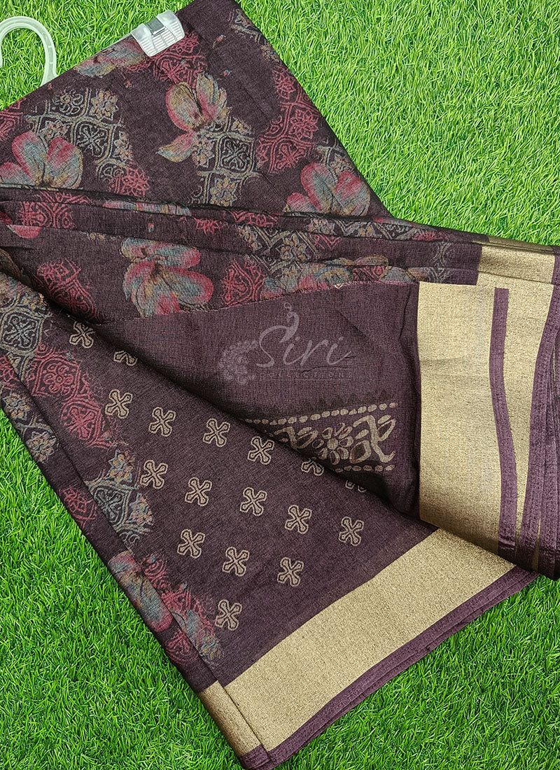 Latest Fancy Jute Cotton Saree