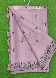 Latest Fancy Cotton Saree in Warli Design Borders