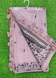 Latest Fancy Cotton Saree in Warli Design Borders