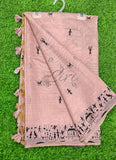 Latest Fancy Cotton Saree in Warli Design Borders