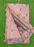 Latest Fancy Cotton Saree in Warli Design Borders