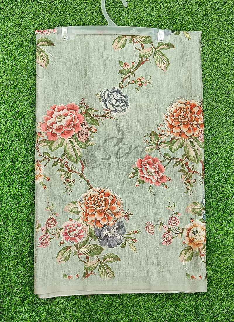 Lovely Digital Print Soft Tussar Saree