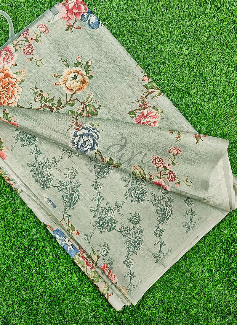 Lovely Digital Print Soft Tussar Saree