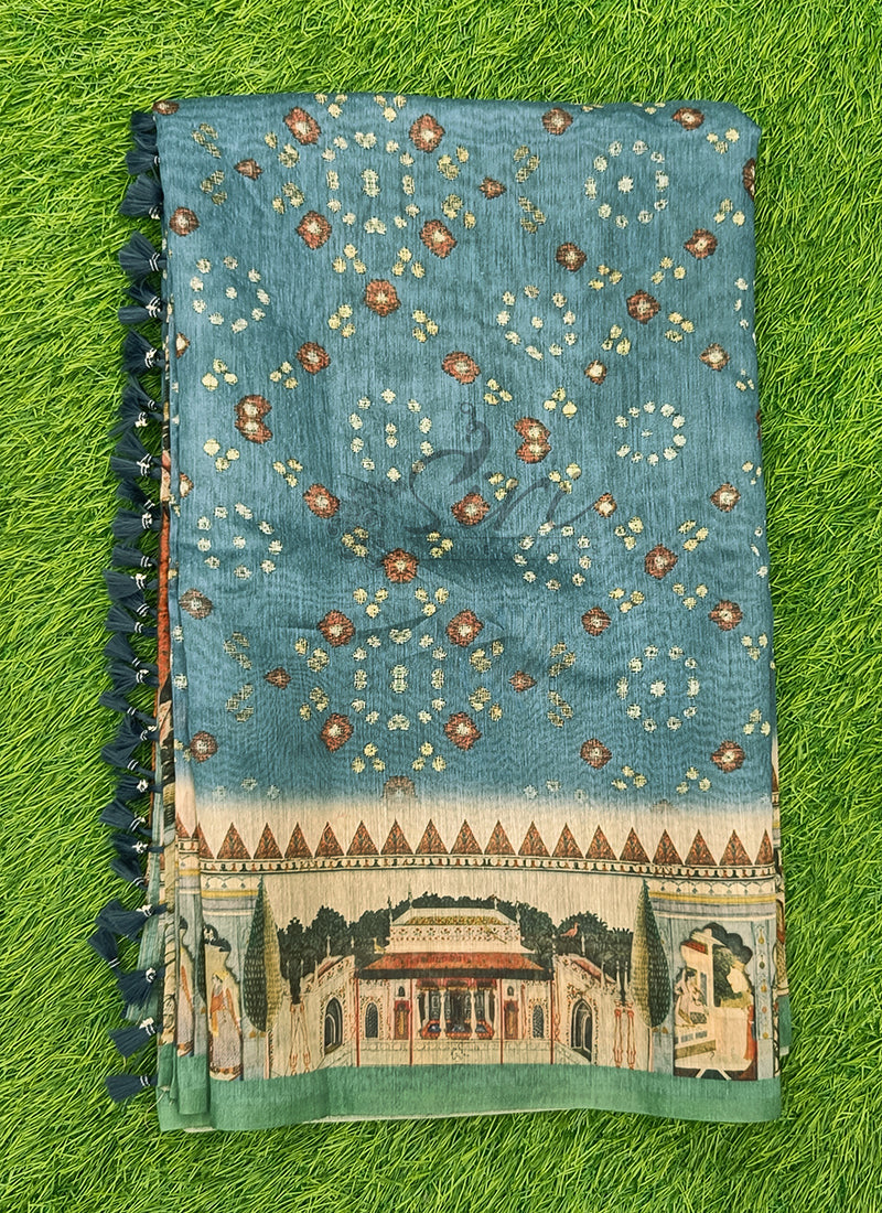 Lovely Digital Print Chanderi Saree