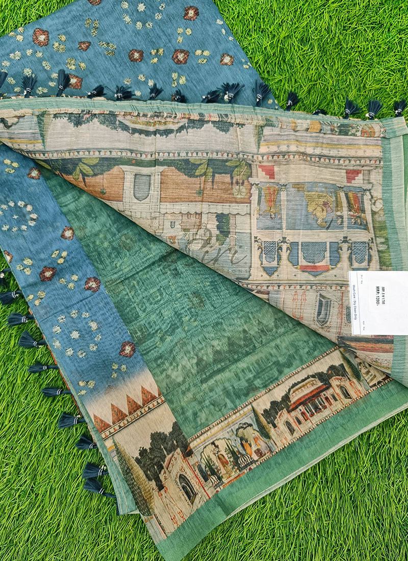 Lovely Digital Print Chanderi Saree