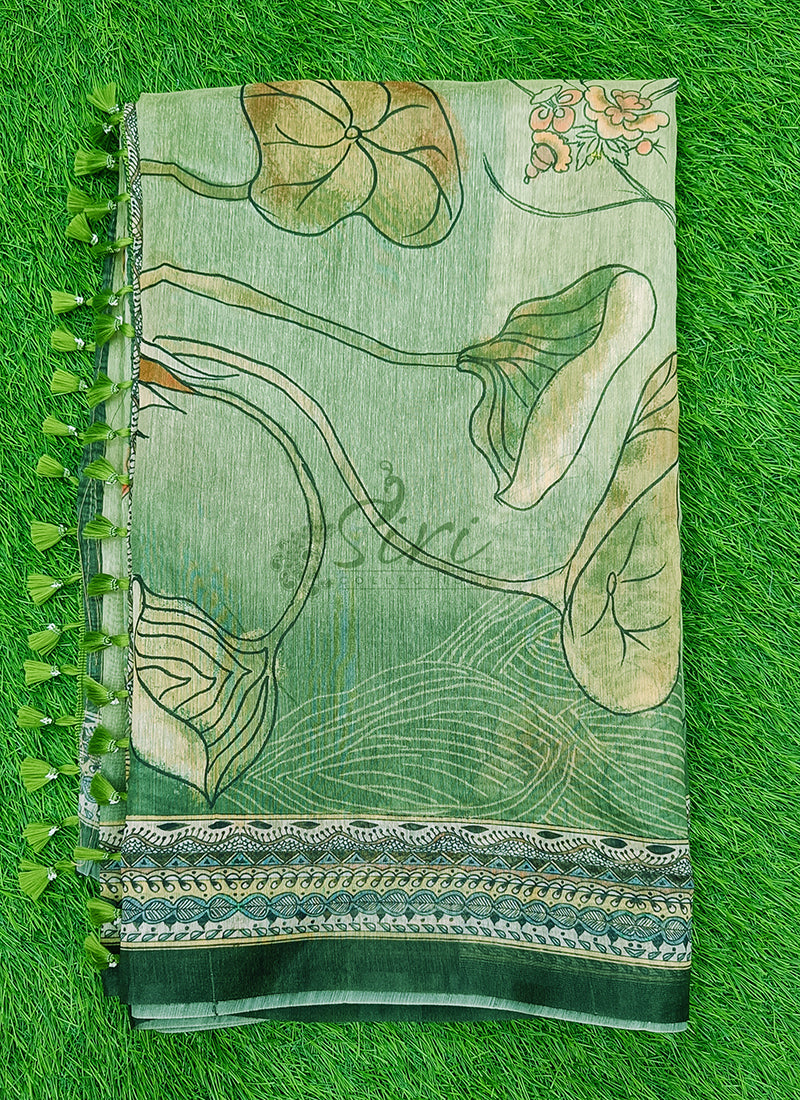 Lovely Digital Print Chanderi Saree