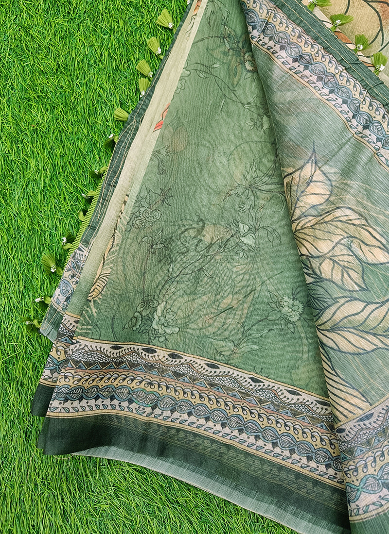 Lovely Digital Print Chanderi Saree