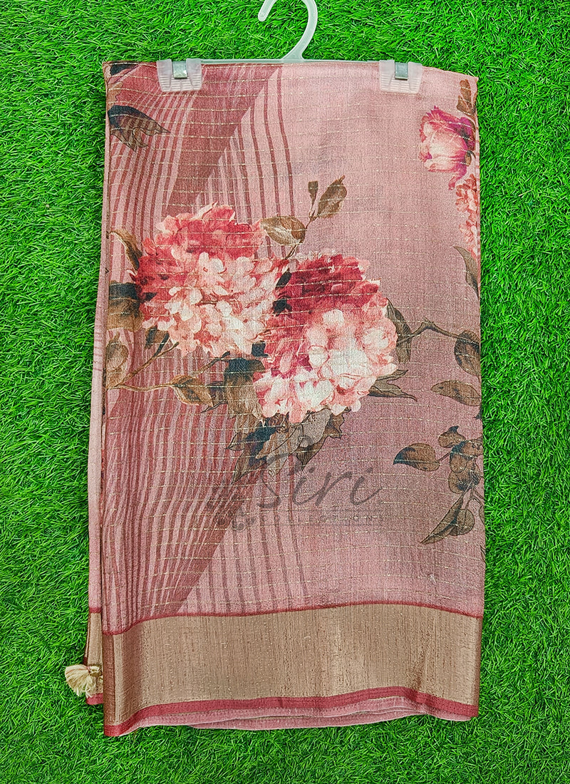 Lovely Digital Print Soft Raw Silk Saree