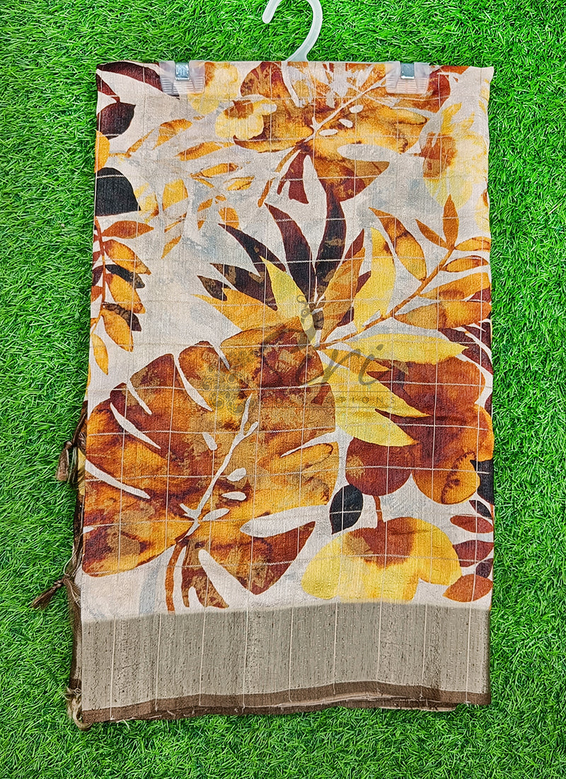 Lovely Digital Print Soft Raw Silk Saree