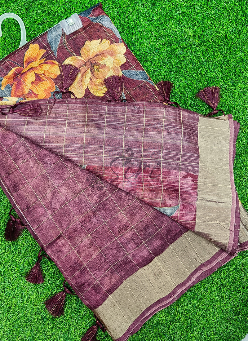 Lovely Digital Print Soft Raw Silk Saree