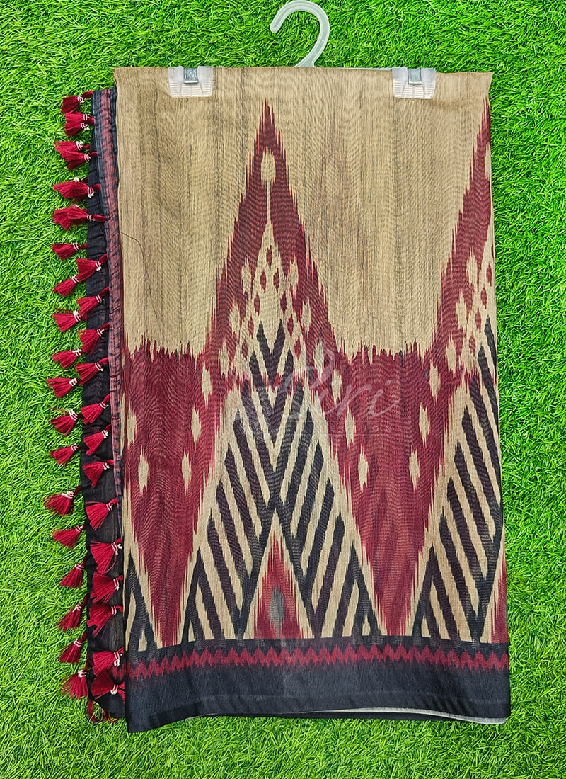 Lovely Digital Print Chanderi Saree