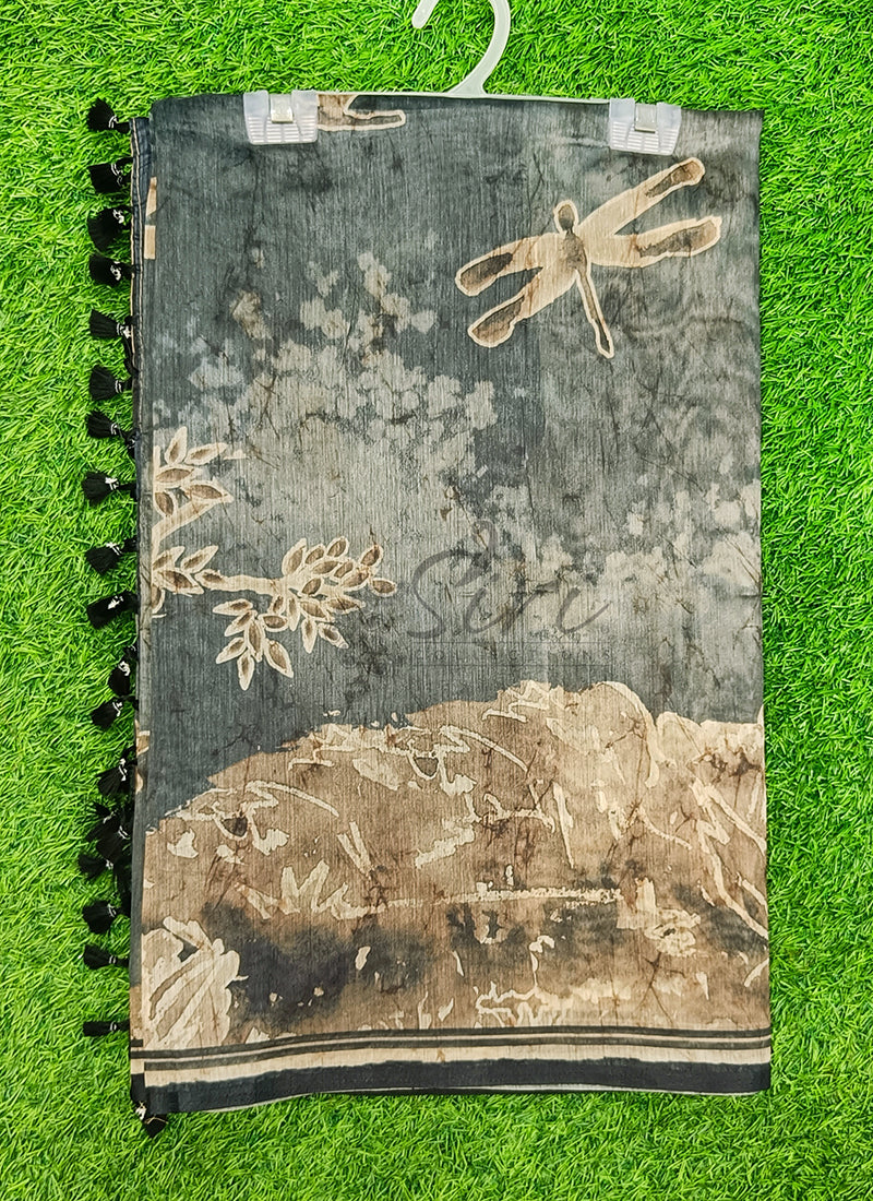 Lovely Digital Print Chanderi Saree