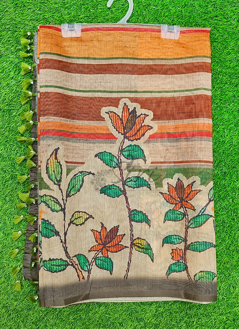 Lovely Digital Print Chanderi Saree