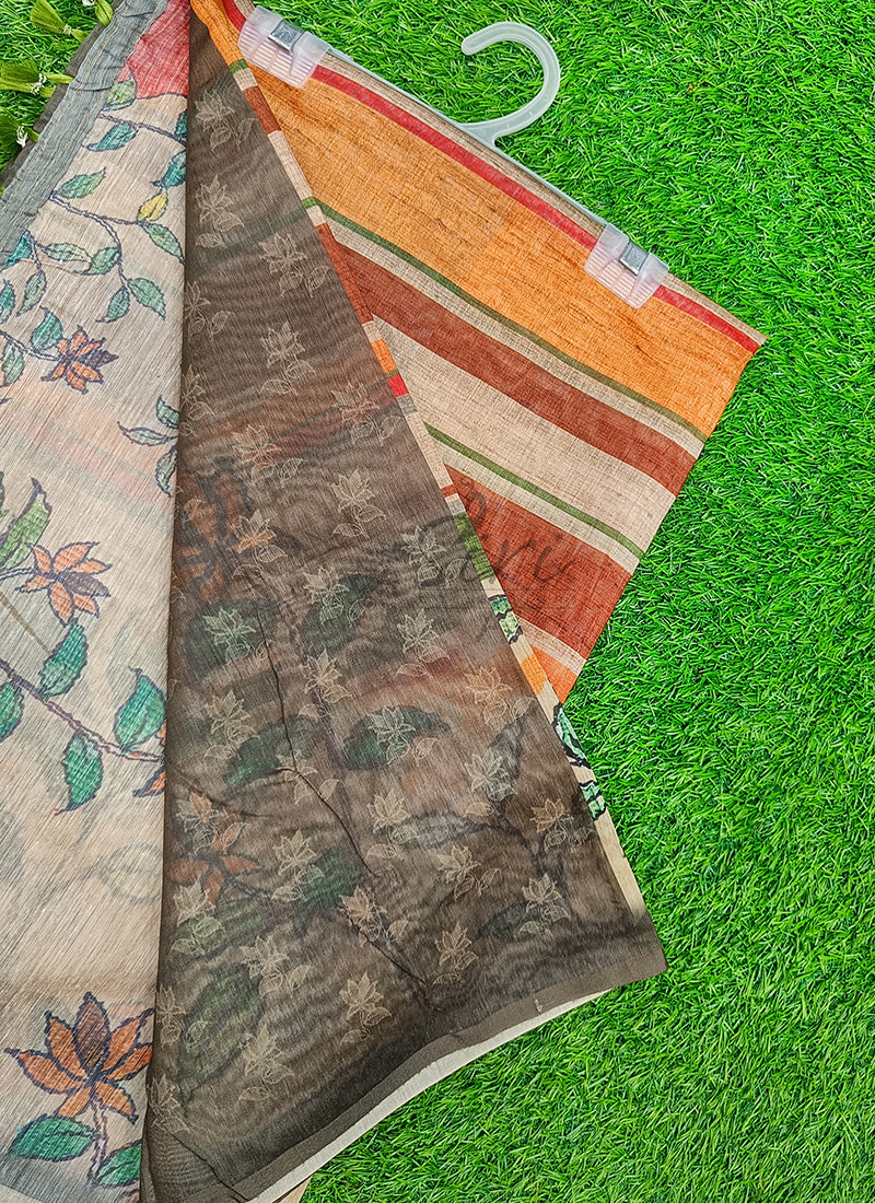 Lovely Digital Print Chanderi Saree