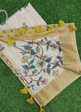 Beautiful Digital Print Fancy Tussar Saree in Kalamkari Design