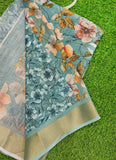 Lovely Digital Print Linen Jute Saree
