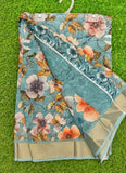 Lovely Digital Print Linen Jute Saree