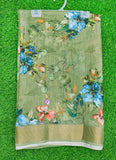 Lovely Digital Print Linen Jute Saree
