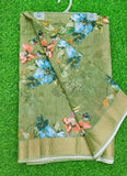 Lovely Digital Print Linen Jute Saree
