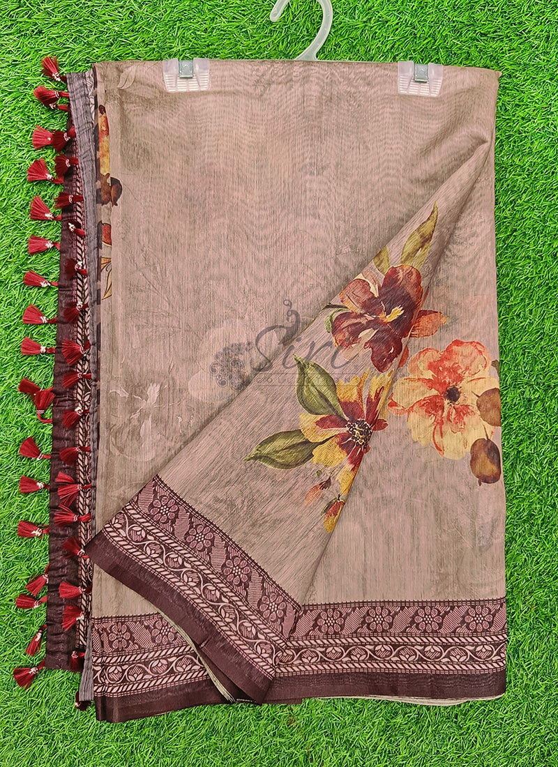 Lovely Digital Print Chanderi Saree
