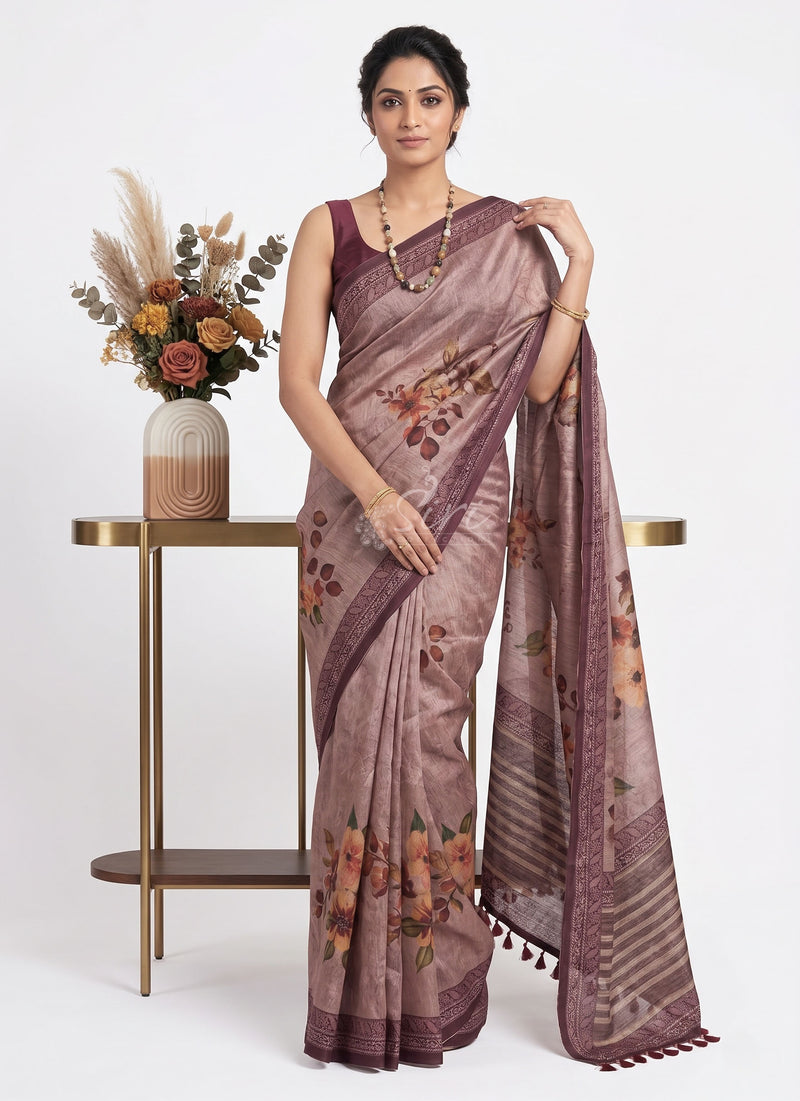 Lovely Digital Print Chanderi Saree