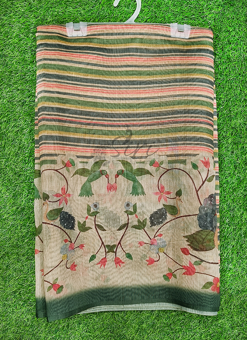 Lovely Digital Print Chanderi Saree
