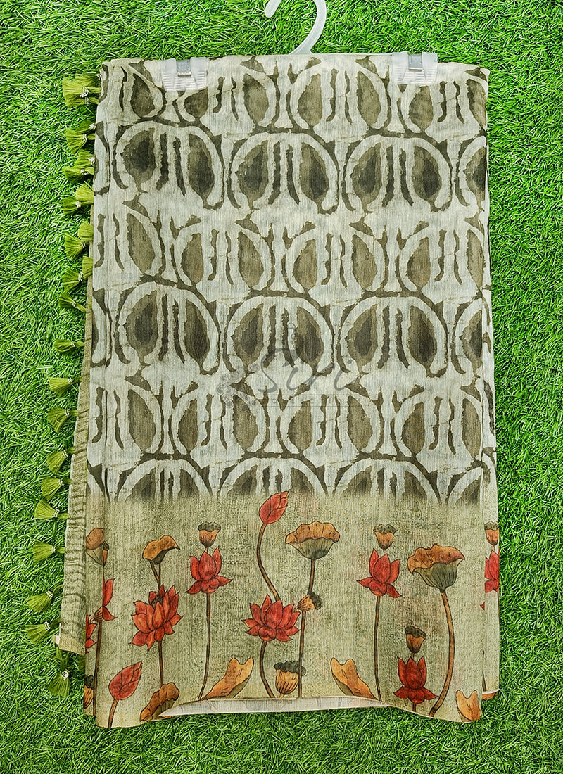 Lovely Digital Print Chanderi Saree